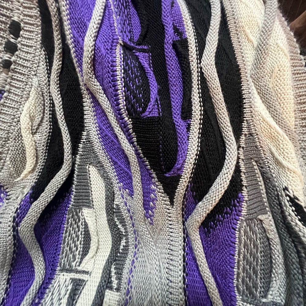 Abstract Wave Knit Sweater Vest Black & Gray Vintage Steven Land “Coogi”